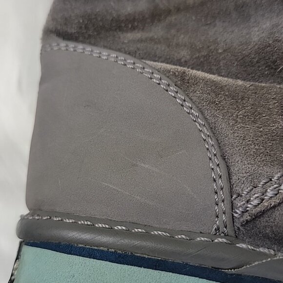 SOREL Blue White Knit Gray Suede Girl's Pull On Mid Calf Winter Boho Boots 2 - Picture 9 of 13